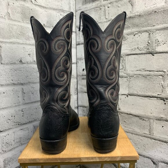 Vintage 90s WM. Moorby Black Leather Western Cowboy Boots - Picture 7 of 15